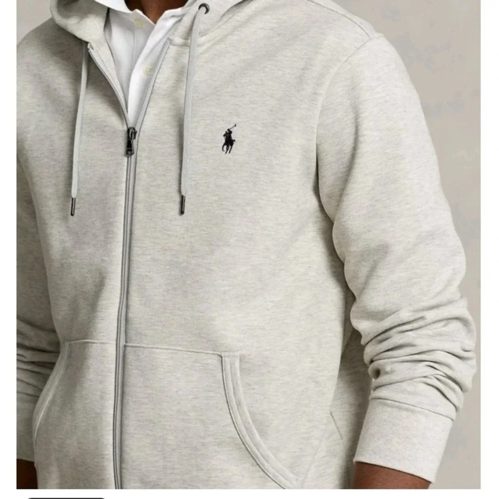 Polo Ralph Lauren Mens L Full Zip Hoodie Gray Heather Pony Logo VERY NICE! - Picture 1 of 8